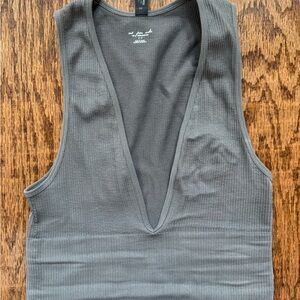 Free People Charcoal Ribbed Tank Top